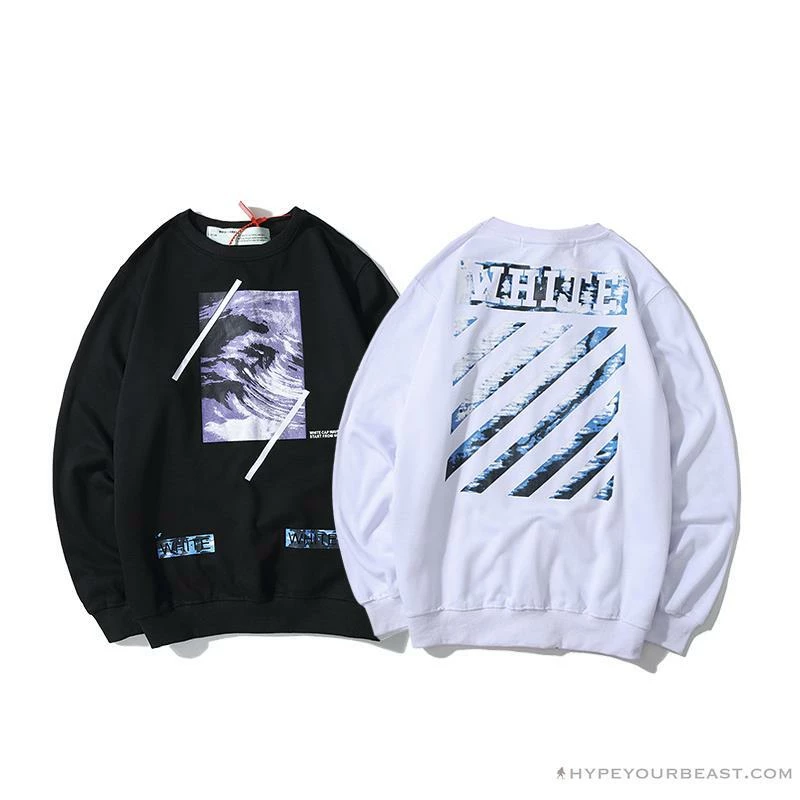 Hypeyourbeast OFF-WHITE Classic Wave Oil Painting Cotton Terry Long Sleeve Shirt 'BLACK' Shirts 13 Hypeyourbeast OFF-WHITE Classic Wave Oil Painting Cotton Terry Long Sleeve Shirt 'BLACK' Shirts