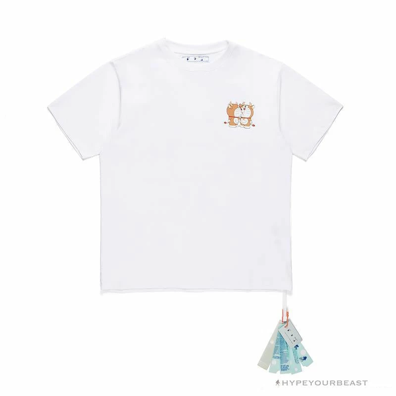 Hypeyourbeast OFF-WHITE Year Of The Ox Doraemon Arrow Tee Shirt 'WHITE' 1 Hypeyourbeast OFF-WHITE Year Of The Ox Doraemon Arrow Tee Shirt 'WHITE'
