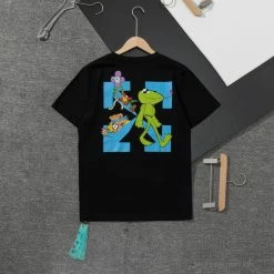Hypeyourbeast OFF-WHITE Floral And Frog Pattern Tee Shirt 'BLACK' T-Shirts
