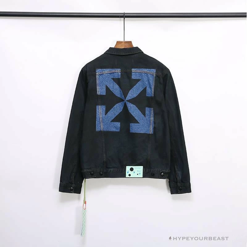 Hypeyourbeast OFF-WHITE Autumn And Winter New ️Back Blue Arrow Wash Denim Jacket Hoodies & Jackets 9 Hypeyourbeast OFF-WHITE Autumn And Winter New ️Back Blue Arrow Wash Denim Jacket Hoodies & Jackets