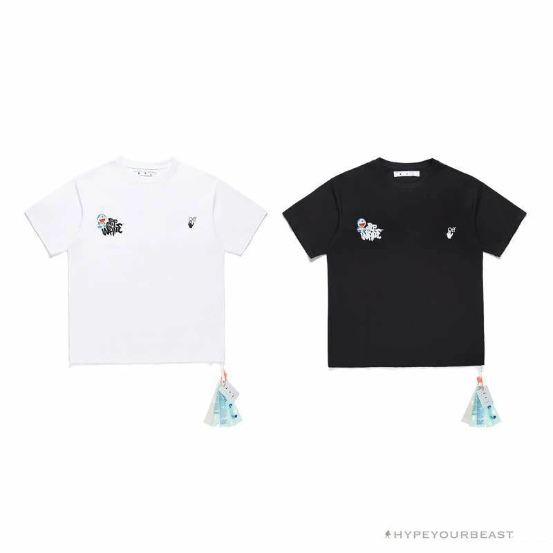 Hypeyourbeast OFF-WHITE Graffiti Letter Doraemon Tee Shirt 'WHITE' 3 Hypeyourbeast OFF-WHITE Graffiti Letter Doraemon Tee Shirt 'WHITE'