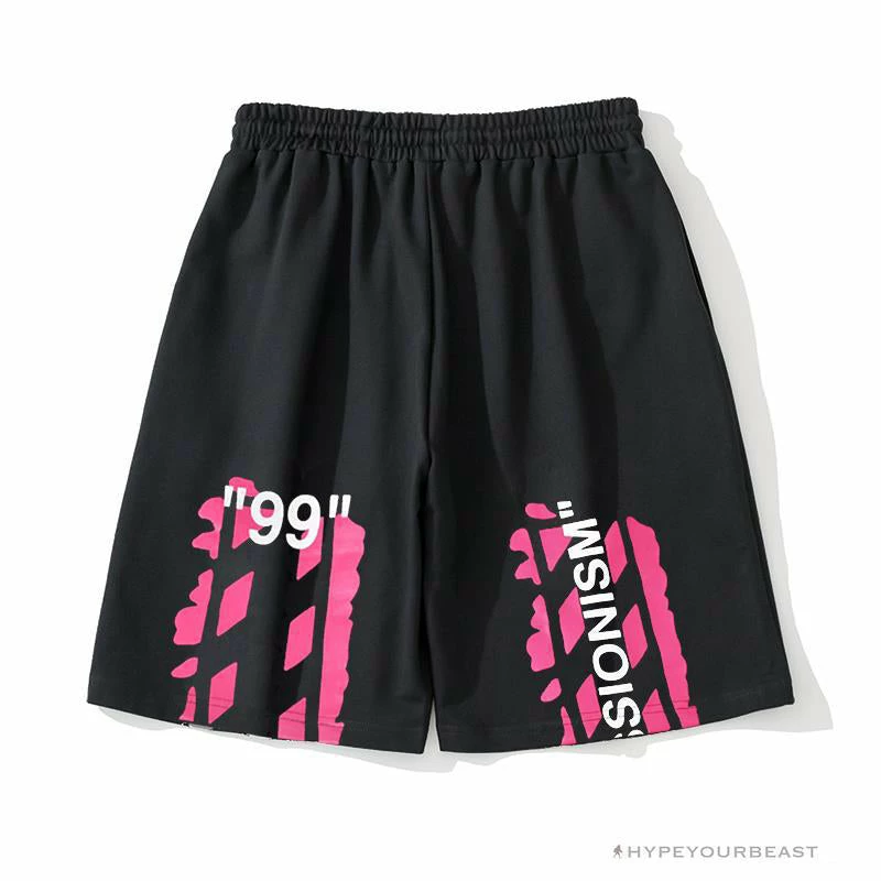 Hypeyourbeast OFF-WHITE 99 X Pink Arrow Shorts 'BLACK' 2 Hypeyourbeast OFF-WHITE 99 X Pink Arrow Shorts 'BLACK'