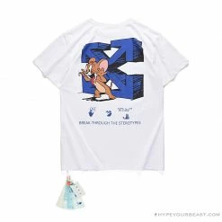 Hypeyourbeast OFF-WHITE Classic Animated Tom And Jerry Arrow Tee Shirt 'WHITE' T-Shirts