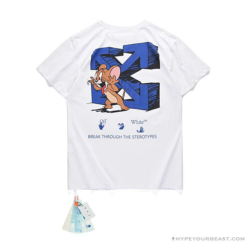 Hypeyourbeast OFF-WHITE Classic Animated Tom And Jerry Arrow Tee Shirt 'WHITE' T-Shirts 2 Hypeyourbeast OFF-WHITE Classic Animated Tom And Jerry Arrow Tee Shirt 'WHITE' T-Shirts
