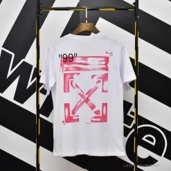 Hypeyourbeast OFF-WHITE 99 Pink Arrow Tee Shirt 'WHITE'