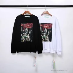 Hypeyourbeast OFF-WHITE New Madonna Painting Cotton Terry Long Sleeve Shirt 'WHITE' Shirts 11 Hypeyourbeast OFF-WHITE New Madonna Painting Cotton Terry Long Sleeve Shirt 'WHITE' Shirts