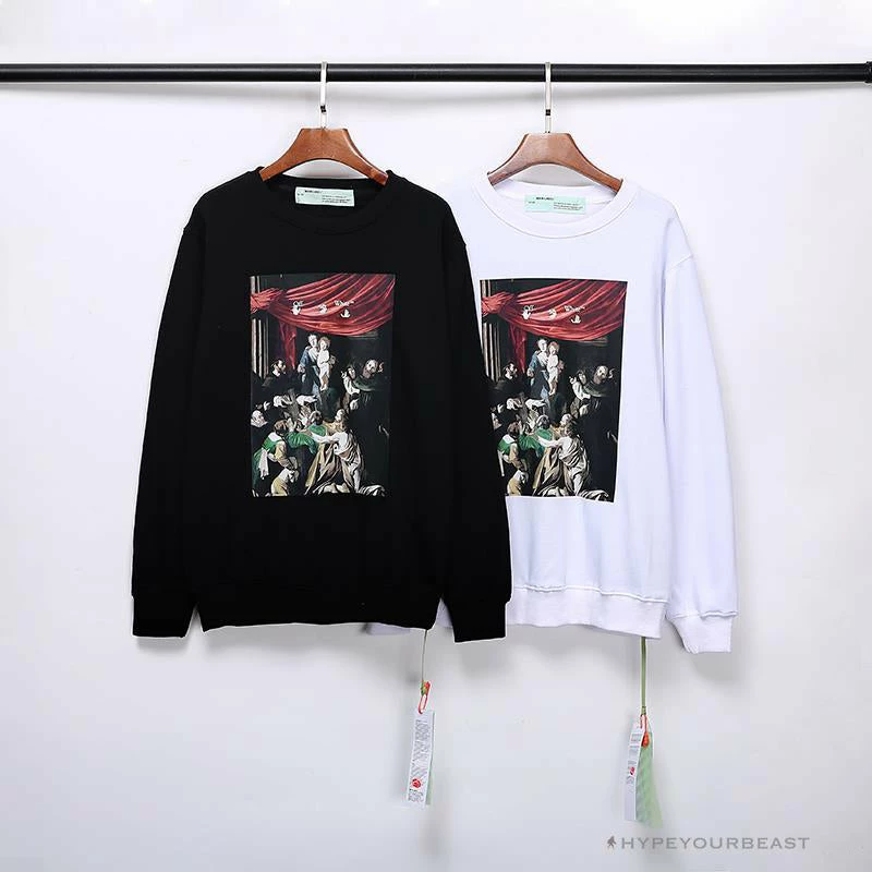 Hypeyourbeast OFF-WHITE New Madonna Painting Cotton Terry Long Sleeve Shirt 'WHITE' Shirts 3 Hypeyourbeast OFF-WHITE New Madonna Painting Cotton Terry Long Sleeve Shirt 'WHITE' Shirts