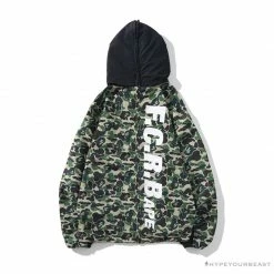 Hypeyourbeast BAPE X FCRB Joint Double Zip Camouflage Hoodie 'GREEN'