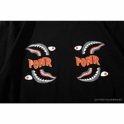 Hypeyourbeast BAPE Shark Head PONR Tee Shirt 'BLACK' Clothes
