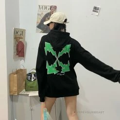 HypeYourBeast Hoodies & Jackets Off-White Green Hoodie - Black