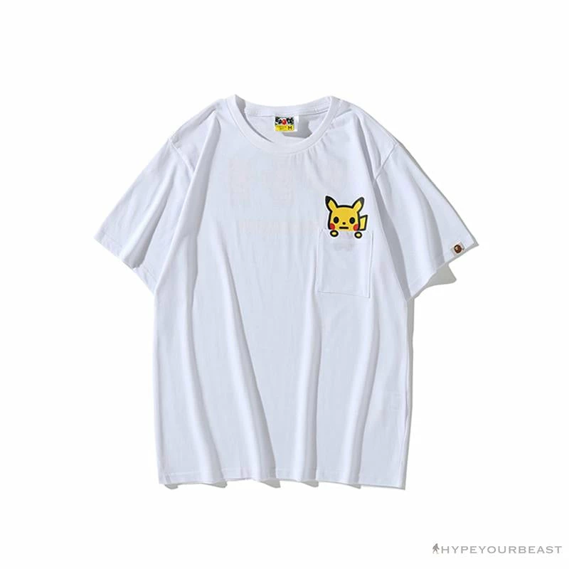 Hypeyourbeast Clothes BAPE Baby Milo Pocket Pikachu Tee Shirt 'WHITE' 1 Hypeyourbeast Clothes BAPE Baby Milo Pocket Pikachu Tee Shirt 'WHITE'