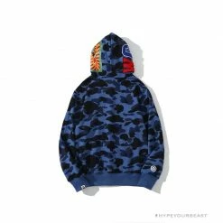 Hypeyourbeast Clothes BAPE Camo Hoodie Shark Head 'NAVY BLUE'