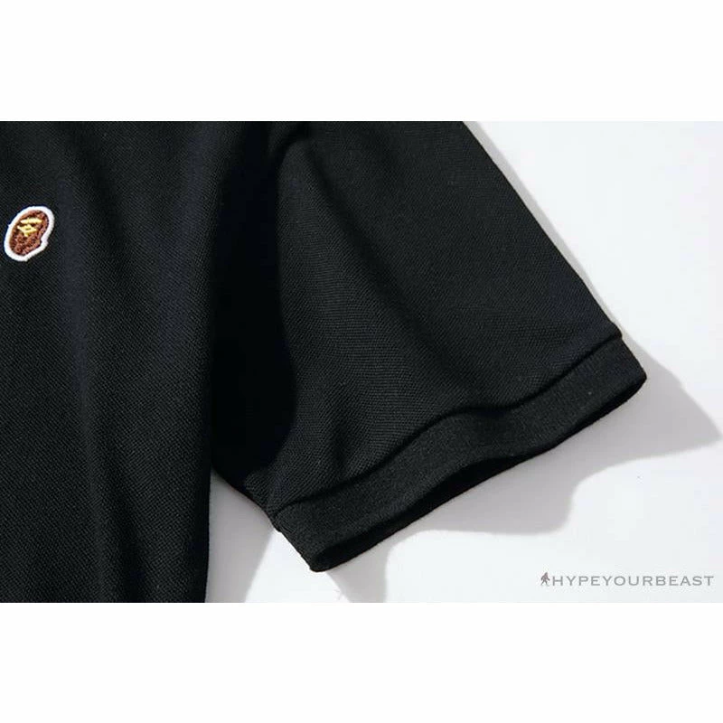 Hypeyourbeast BAPE Solid Color Versatile Embroidered Ape Head Small Badge Polo Shirt 'BLACK' Clothes 7 Hypeyourbeast BAPE Solid Color Versatile Embroidered Ape Head Small Badge Polo Shirt 'BLACK' Clothes