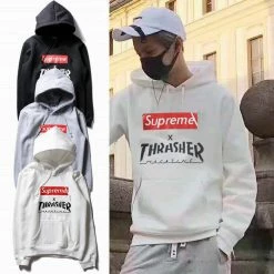 Hypeyourbeast Hoodies & Jackets Supreme X Thrasher Hoodie Grey