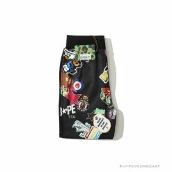Hypeyourbeast BAPE Badge LOGO Sticker Style Stitching Pants