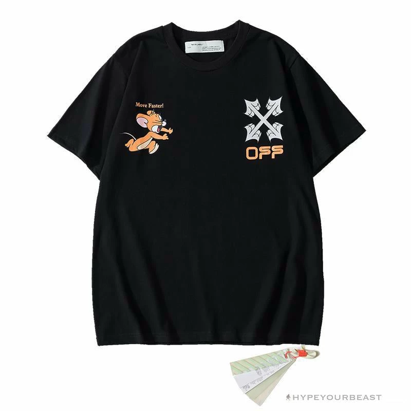 Hypeyourbeast OFF-WHITE Jerry Move Faster Tee Shirt 'BLACK' T-Shirts 1 Hypeyourbeast OFF-WHITE Jerry Move Faster Tee Shirt 'BLACK' T-Shirts