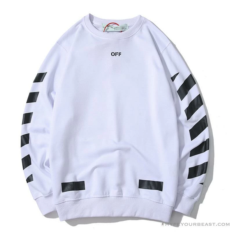 Hypeyourbeast OFF-WHITE Classic Basic Cotton Terry Long Sleeve Shirt 'WHITE' 1 Hypeyourbeast OFF-WHITE Classic Basic Cotton Terry Long Sleeve Shirt 'WHITE'