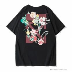 Hypeyourbeast T-Shirts OFF-WHITE Flower Edition Tee Shirt 'BLACK'