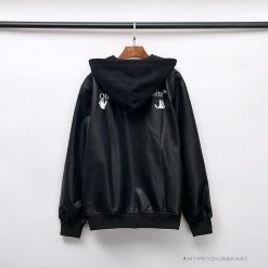 Hypeyourbeast OFF-WHITE 20FW New Logo Hooded Leather Jacket Black Hoodies & Jackets 29 Hypeyourbeast OFF-WHITE 20FW New Logo Hooded Leather Jacket Black Hoodies & Jackets