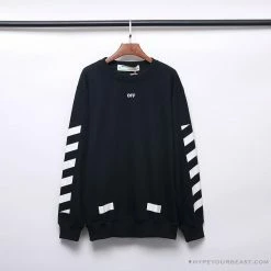 Hypeyourbeast Shirts OFF-WHITE Classic Basic Cotton Terry Round Long Sleeve Shirt 'BLACK'