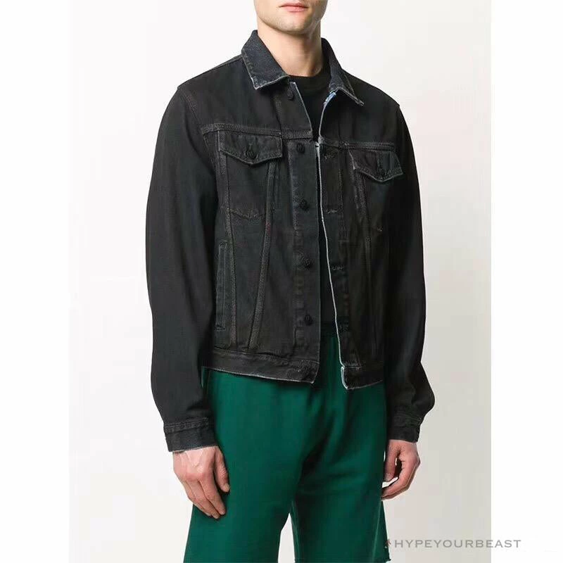 Hypeyourbeast OFF-WHITE Autumn And Winter New ️Back Blue Arrow Wash Denim Jacket Hoodies & Jackets 16 Hypeyourbeast OFF-WHITE Autumn And Winter New ️Back Blue Arrow Wash Denim Jacket Hoodies & Jackets