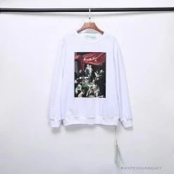 Hypeyourbeast OFF-WHITE New Madonna Painting Cotton Terry Long Sleeve Shirt 'WHITE' Shirts