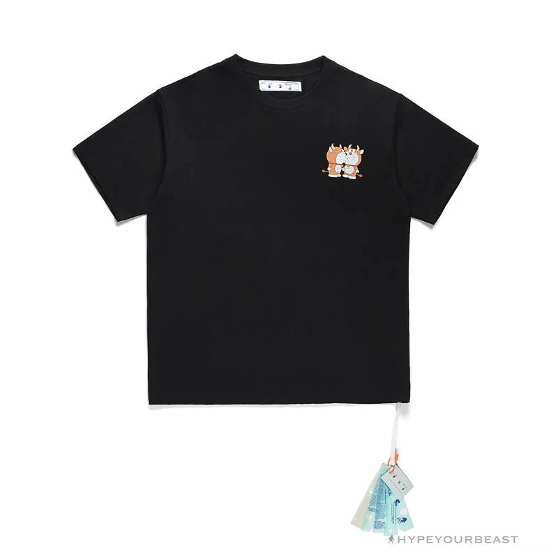 Hypeyourbeast OFF-WHITE Year Of The Ox Doraemon Arrow Tee Shirt 'BLACK' 1 Hypeyourbeast OFF-WHITE Year Of The Ox Doraemon Arrow Tee Shirt 'BLACK'