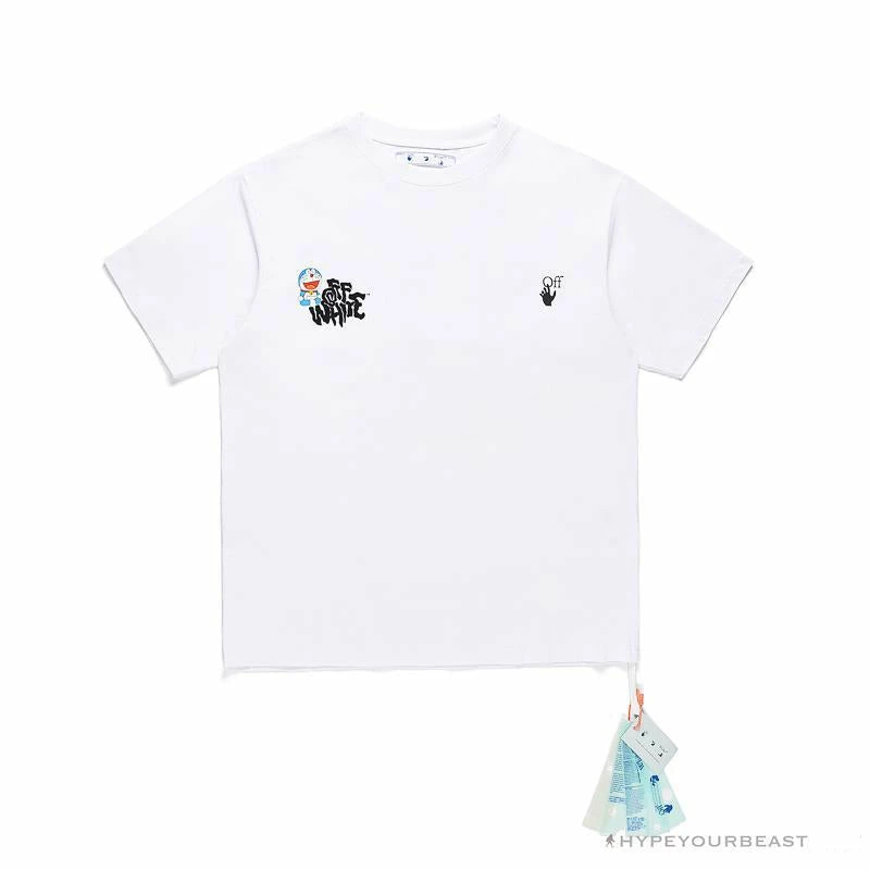 Hypeyourbeast OFF-WHITE Graffiti Letter Doraemon Tee Shirt 'WHITE' 1 Hypeyourbeast OFF-WHITE Graffiti Letter Doraemon Tee Shirt 'WHITE'