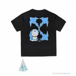 Hypeyourbeast OFF-WHITE Spoof Doraemon Arrow Tee Shirt 'BLACK' T-Shirts