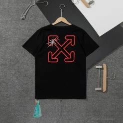 Hypeyourbeast T-Shirts OFF-WHITE Red Flash Cross Arrow Tee Shirt 'BLACK'