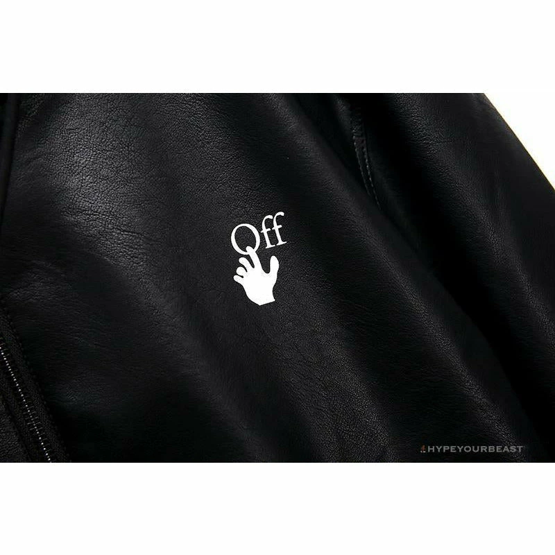Hypeyourbeast OFF-WHITE 20FW New Logo Hooded Leather Jacket Black Hoodies & Jackets 6 Hypeyourbeast OFF-WHITE 20FW New Logo Hooded Leather Jacket Black Hoodies & Jackets