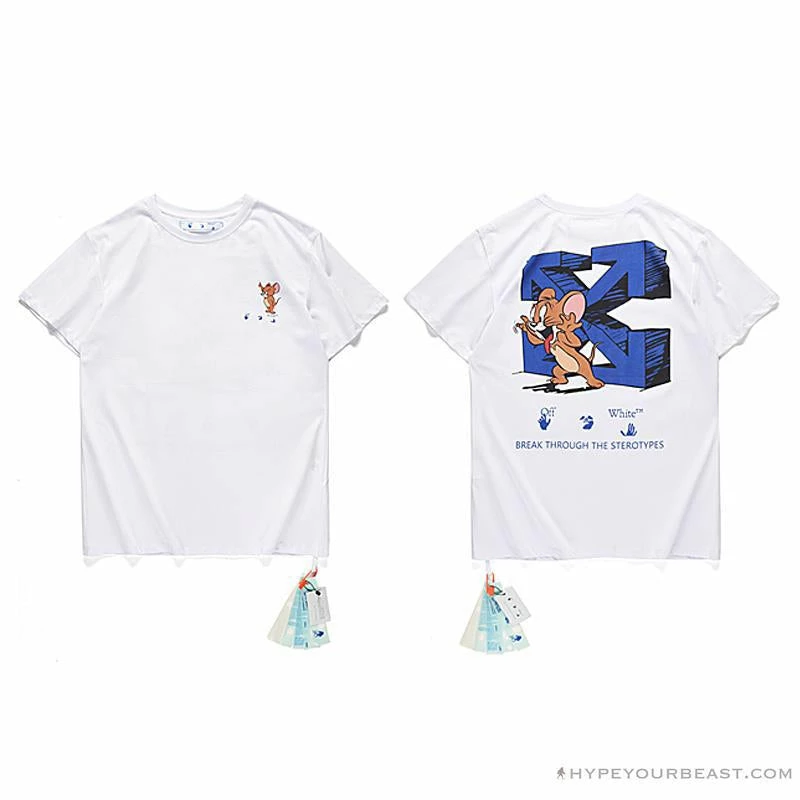 Hypeyourbeast OFF-WHITE Classic Animated Tom And Jerry Arrow Tee Shirt 'WHITE' T-Shirts 3 Hypeyourbeast OFF-WHITE Classic Animated Tom And Jerry Arrow Tee Shirt 'WHITE' T-Shirts