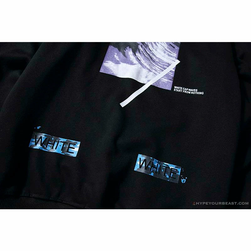 Hypeyourbeast OFF-WHITE Classic Wave Oil Painting Cotton Terry Long Sleeve Shirt 'BLACK' Shirts 6 Hypeyourbeast OFF-WHITE Classic Wave Oil Painting Cotton Terry Long Sleeve Shirt 'BLACK' Shirts