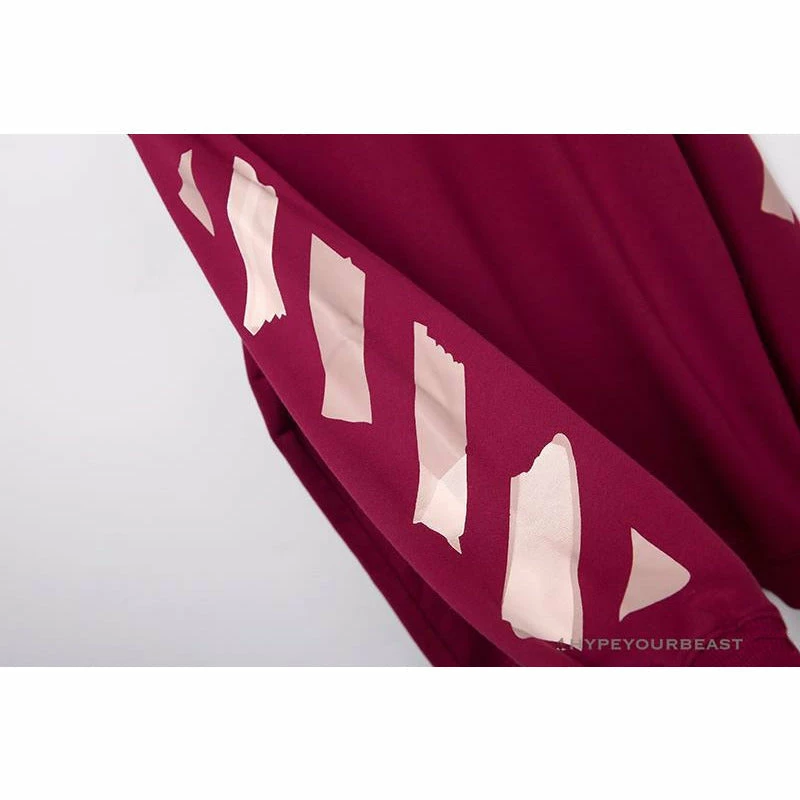 Hypeyourbeast OFF-WHITE Rubber Strip Arrow Hoodie 'WINE RED' 9 Hypeyourbeast OFF-WHITE Rubber Strip Arrow Hoodie 'WINE RED'