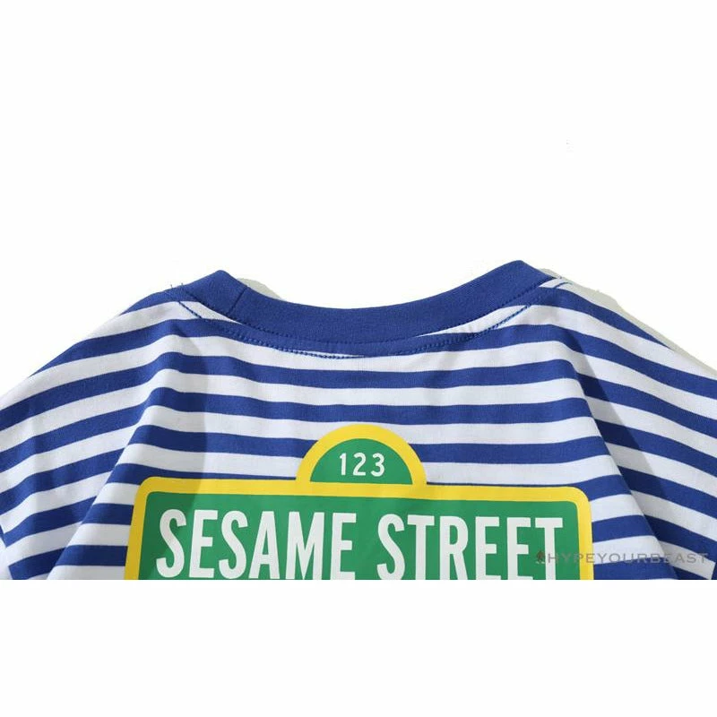 Hypeyourbeast Clothes BAPE Baby Milo Sesame Street Striped Tee Shirt 'BLUE' 8 Hypeyourbeast Clothes BAPE Baby Milo Sesame Street Striped Tee Shirt 'BLUE'