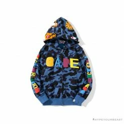 Hypeyourbeast BAPE X Readymade Tiger Head Foam Camouflage Hoodie 'BLUE' Clothes