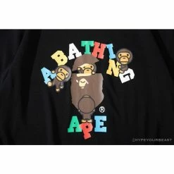 Hypeyourbeast BAPE Baby Milo Color Letter Monkey Tee Shirt 'BLACK' 23 Hypeyourbeast BAPE Baby Milo Color Letter Monkey Tee Shirt 'BLACK'