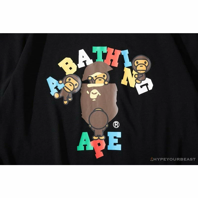 Hypeyourbeast BAPE Baby Milo Color Letter Monkey Tee Shirt 'BLACK' 5 Hypeyourbeast BAPE Baby Milo Color Letter Monkey Tee Shirt 'BLACK'