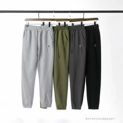 Hypeyourbeast BAPE Classic Ape Head Embroidered Standard Cotton Terry Pants 'BLACK' Clothes