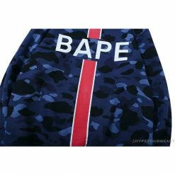 Hypeyourbeast BAPE X PSG Paris Saint-Germain Camouflage Blue Hoodie Clothes