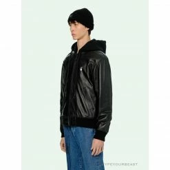 Hypeyourbeast OFF-WHITE 20FW New Logo Hooded Leather Jacket Black Hoodies & Jackets 39 Hypeyourbeast OFF-WHITE 20FW New Logo Hooded Leather Jacket Black Hoodies & Jackets