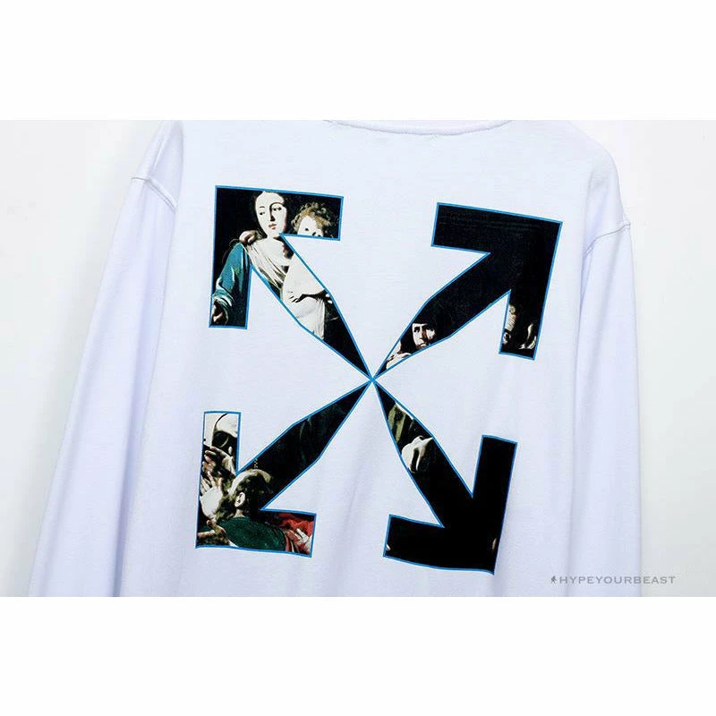 Hypeyourbeast OFF-WHITE New Madonna Painting Cotton Terry Long Sleeve Shirt 'WHITE' Shirts 6 Hypeyourbeast OFF-WHITE New Madonna Painting Cotton Terry Long Sleeve Shirt 'WHITE' Shirts