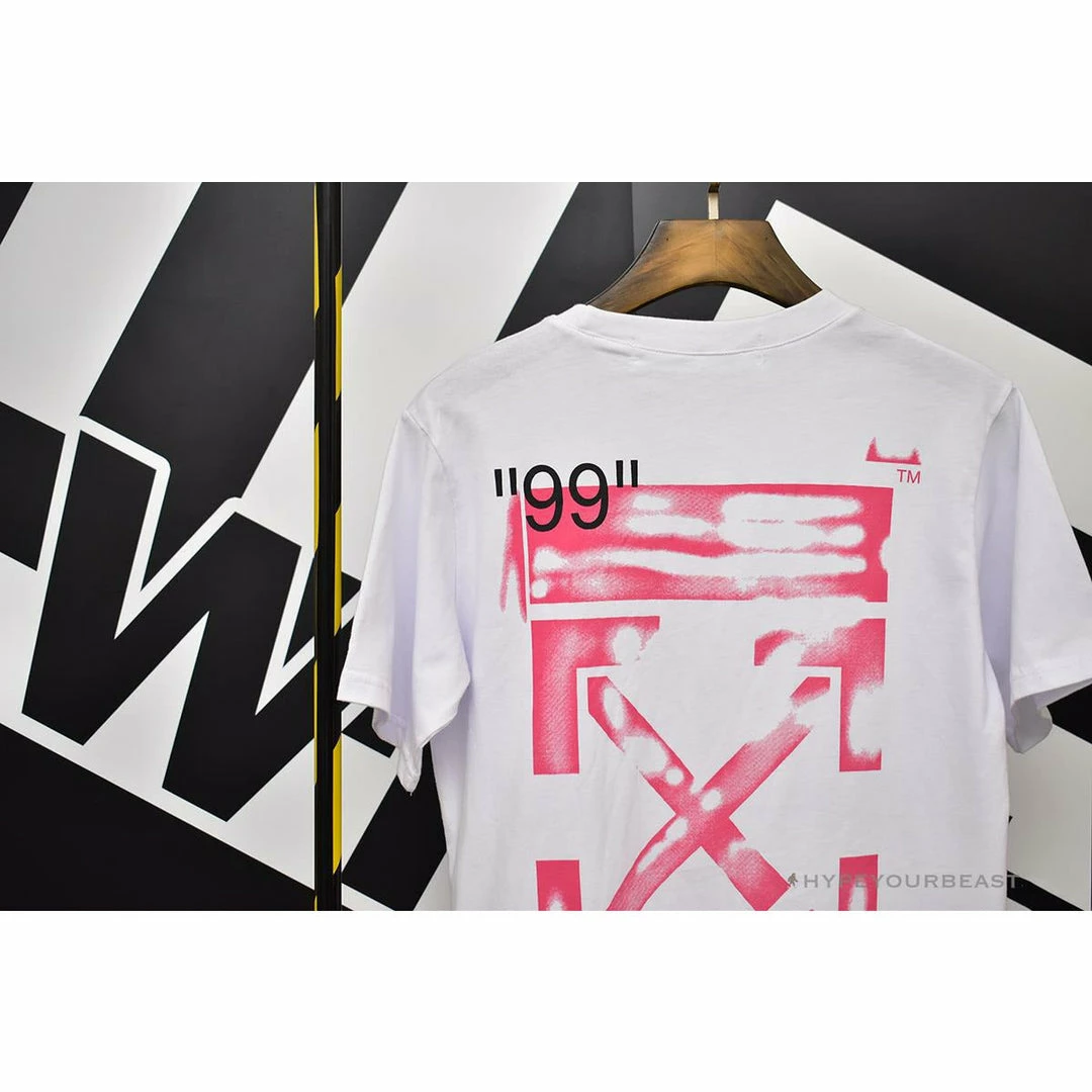 Hypeyourbeast OFF-WHITE 99 Pink Arrow Tee Shirt 'WHITE' 5 Hypeyourbeast OFF-WHITE 99 Pink Arrow Tee Shirt 'WHITE'