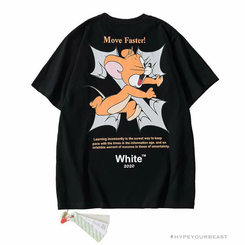 Hypeyourbeast OFF-WHITE Jerry Move Faster Tee Shirt 'BLACK' T-Shirts 2 Hypeyourbeast OFF-WHITE Jerry Move Faster Tee Shirt 'BLACK' T-Shirts