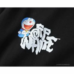 Hypeyourbeast OFF-WHITE Graffiti Letter Doraemon Tee Shirt ' BLACK' T-Shirts