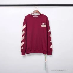 Hypeyourbeast OFF-WHITE Rubber Strip Arrow Long Sleeve Shirt 'WINE RED' Shirts