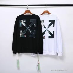 Hypeyourbeast OFF-WHITE New Madonna Painting Cotton Terry Long Sleeve Shirt 'WHITE' Shirts