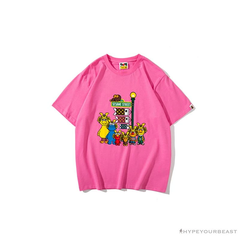 Hypeyourbeast Clothes BAPE Baby Milo Sesame Street Carp Streamer Tee Shirt 'PINK' 1 Hypeyourbeast Clothes BAPE Baby Milo Sesame Street Carp Streamer Tee Shirt 'PINK'