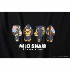 Hypeyourbeast BAPE Baby Milo Blue Shark Hat Little Monkey Tee Shirt 'BLACK' Clothes