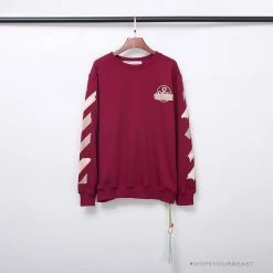 Hypeyourbeast OFF-WHITE Rubber Strip Arrow Hoodie 'WINE RED'